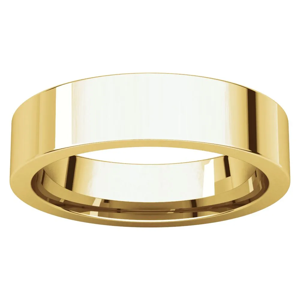 14k Yellow Gold 5mm Flat Comfort Fit Band, Size 8.5