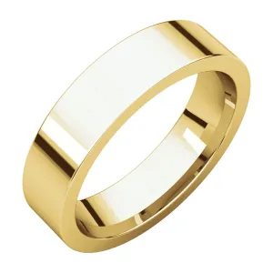 14k Yellow Gold 5mm Flat Comfort Fit Band, Size 8.5