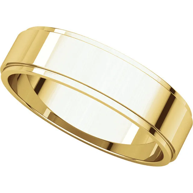 14k Yellow Gold 5mm Flat Edge Band, Size 10