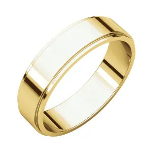 14k Yellow Gold 5mm Flat Edge Band, Size 10