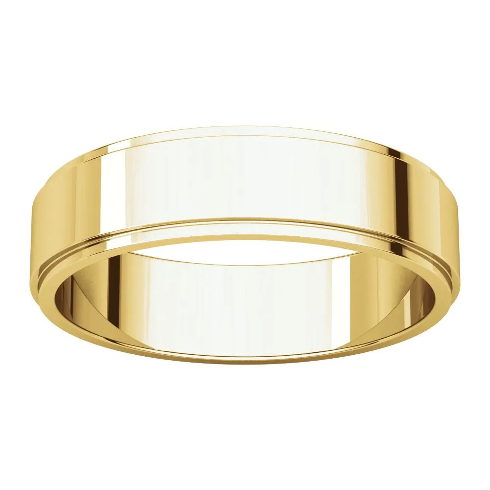 14k Yellow Gold 5mm Flat Edge Band, Size 10
