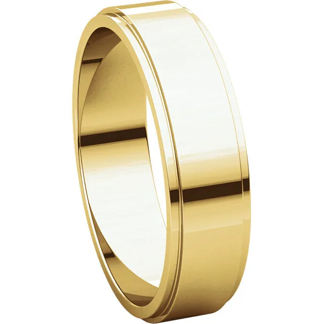 14k Yellow Gold 5mm Flat Edge Band, Size 10