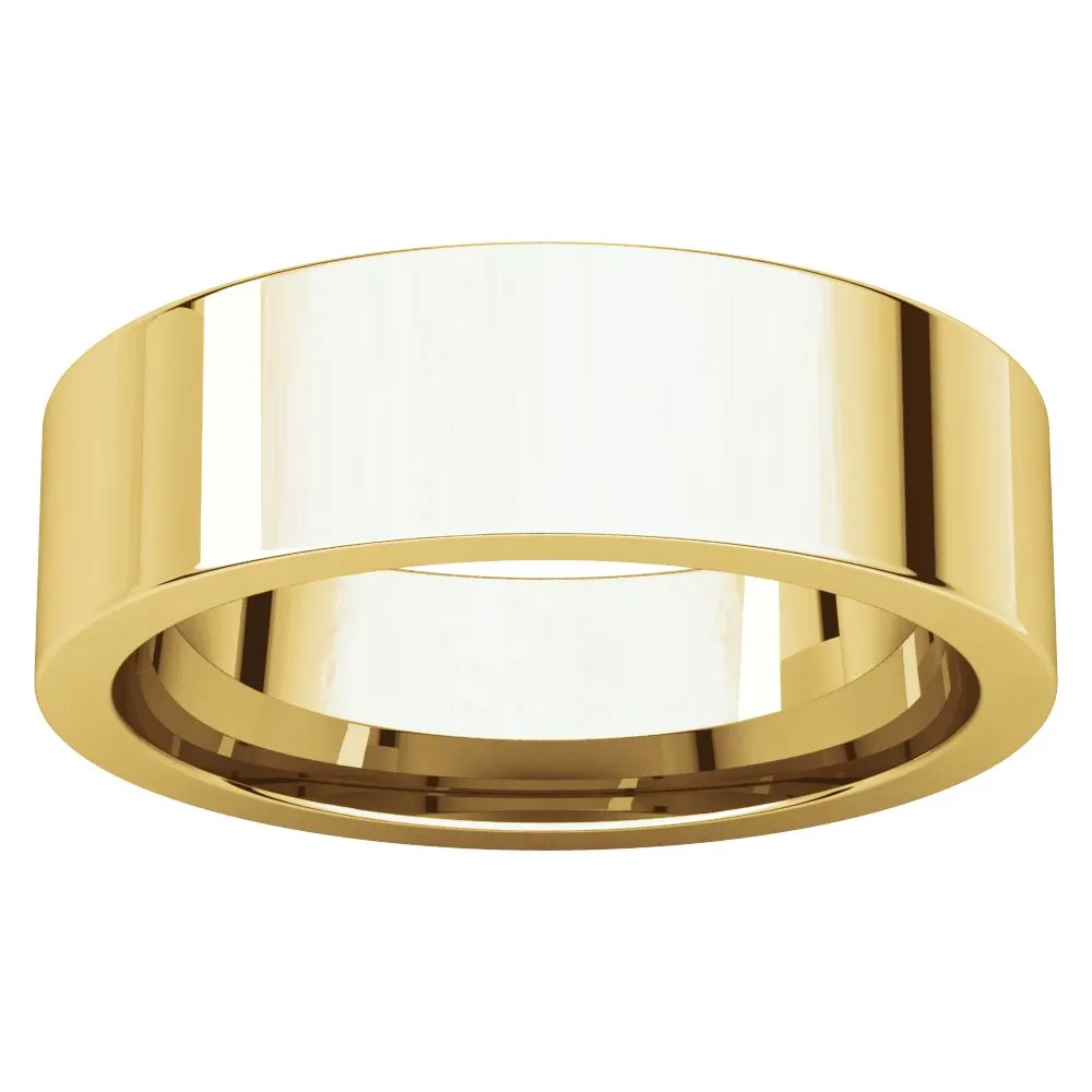 14k Yellow Gold 6mm Flat Comfort Fit Band, Size 10.5