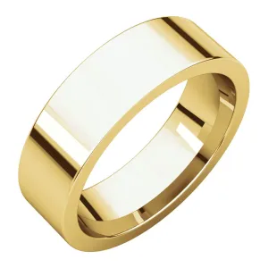 14k Yellow Gold 6mm Flat Comfort Fit Band, Size 10.5