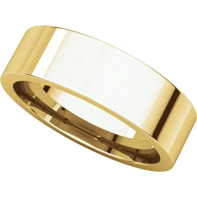 14k Yellow Gold 6mm Flat Comfort Fit Band, Size 5