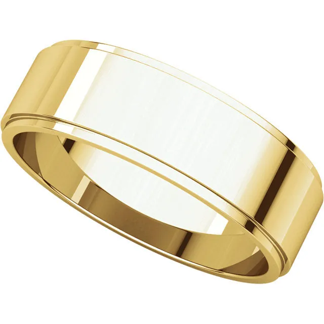 14k Yellow Gold 6mm Flat Edge Band, Size 11.5