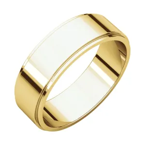 14k Yellow Gold 6mm Flat Edge Band, Size 11.5