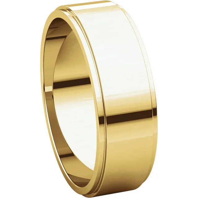 14k Yellow Gold 6mm Flat Edge Band, Size 11.5