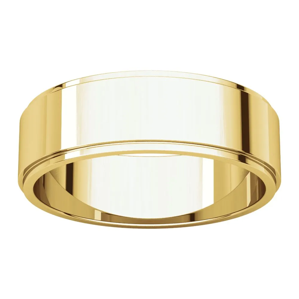 14k Yellow Gold 6mm Flat Edge Band, Size 11.5