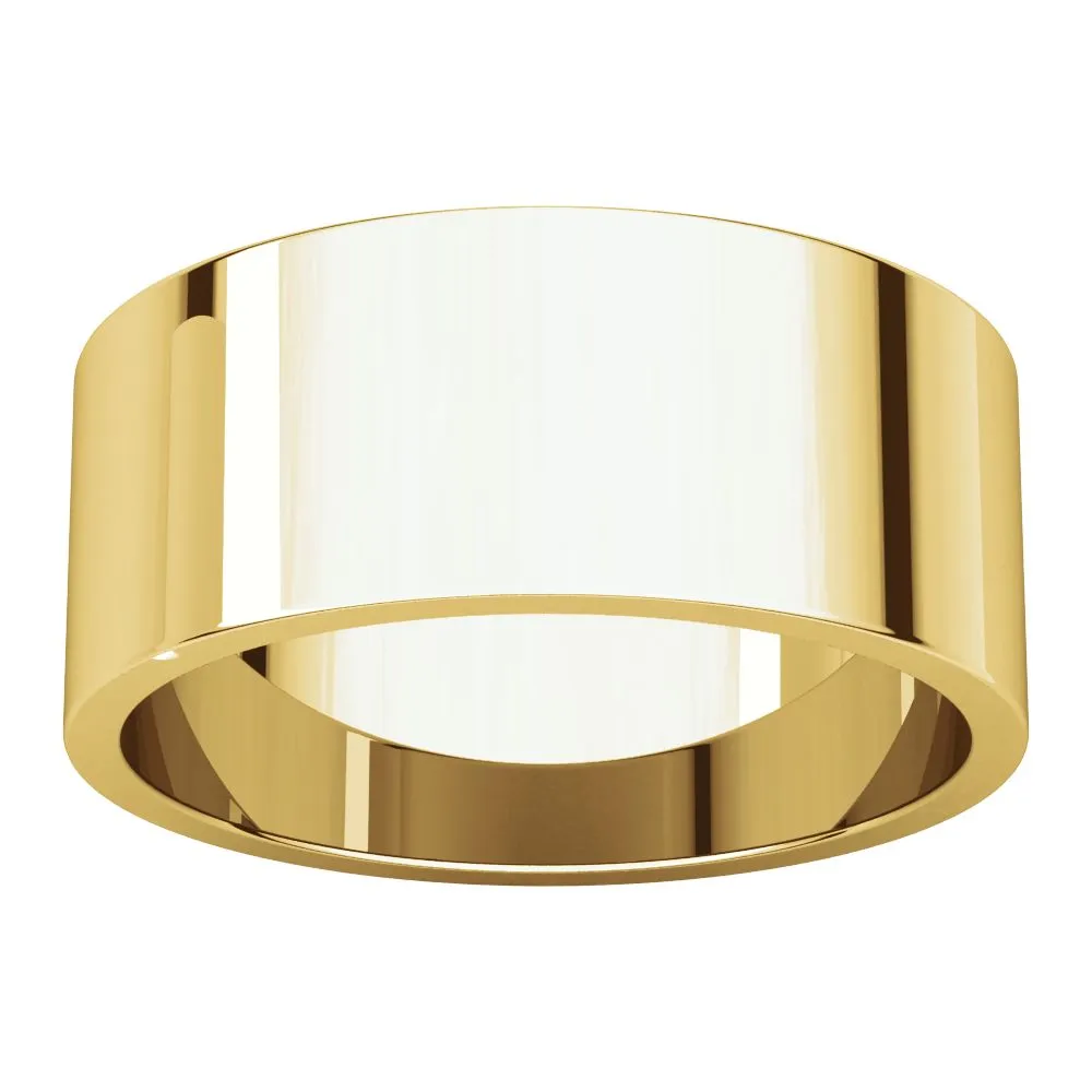 14k Yellow Gold 8mm Flat Band, Size 8.5