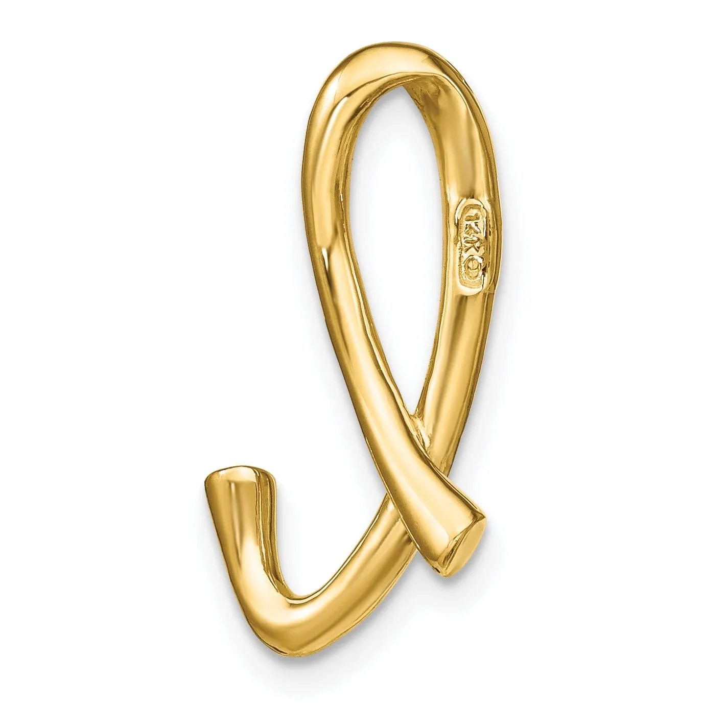 14k Yellow Gold Script Design Large Letter L Initial Slide Pendant