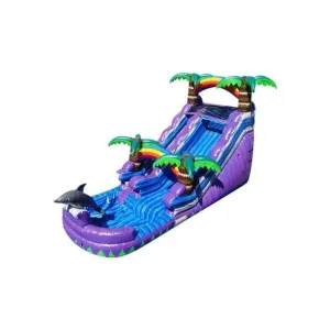 15 FT Purple Dolphin Inflatable Water Slide in Purple
