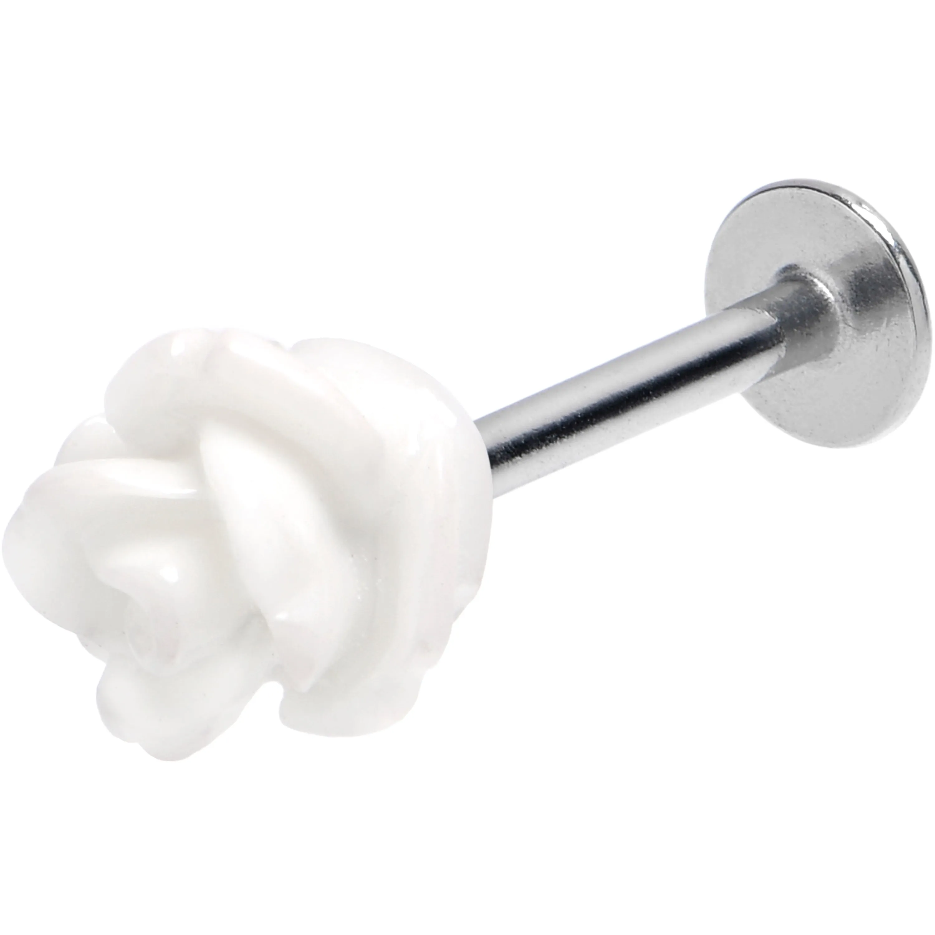 16 Gauge 3/8 Open Bloom Rose White Labret Monroe Tragus