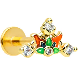16 Gauge 5/16 Clear CZ Gem Gold Tone Mythic Dragon Labret Tragus