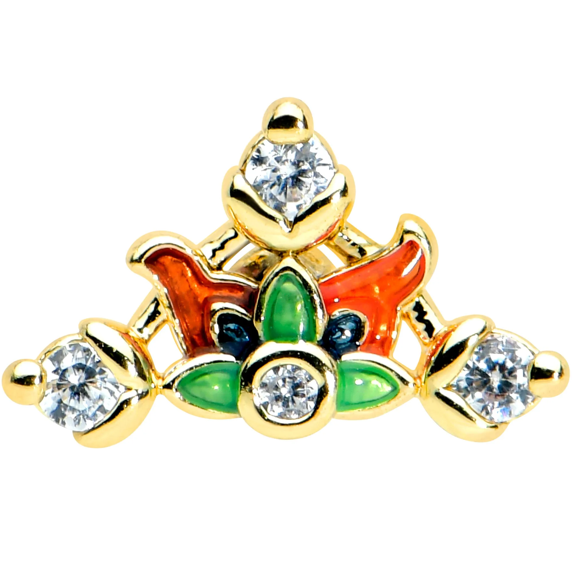 16 Gauge 5/16 Clear CZ Gem Gold Tone Mythic Dragon Labret Tragus
