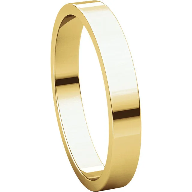 18k Yellow Gold 3mm Flat Band, Size 8