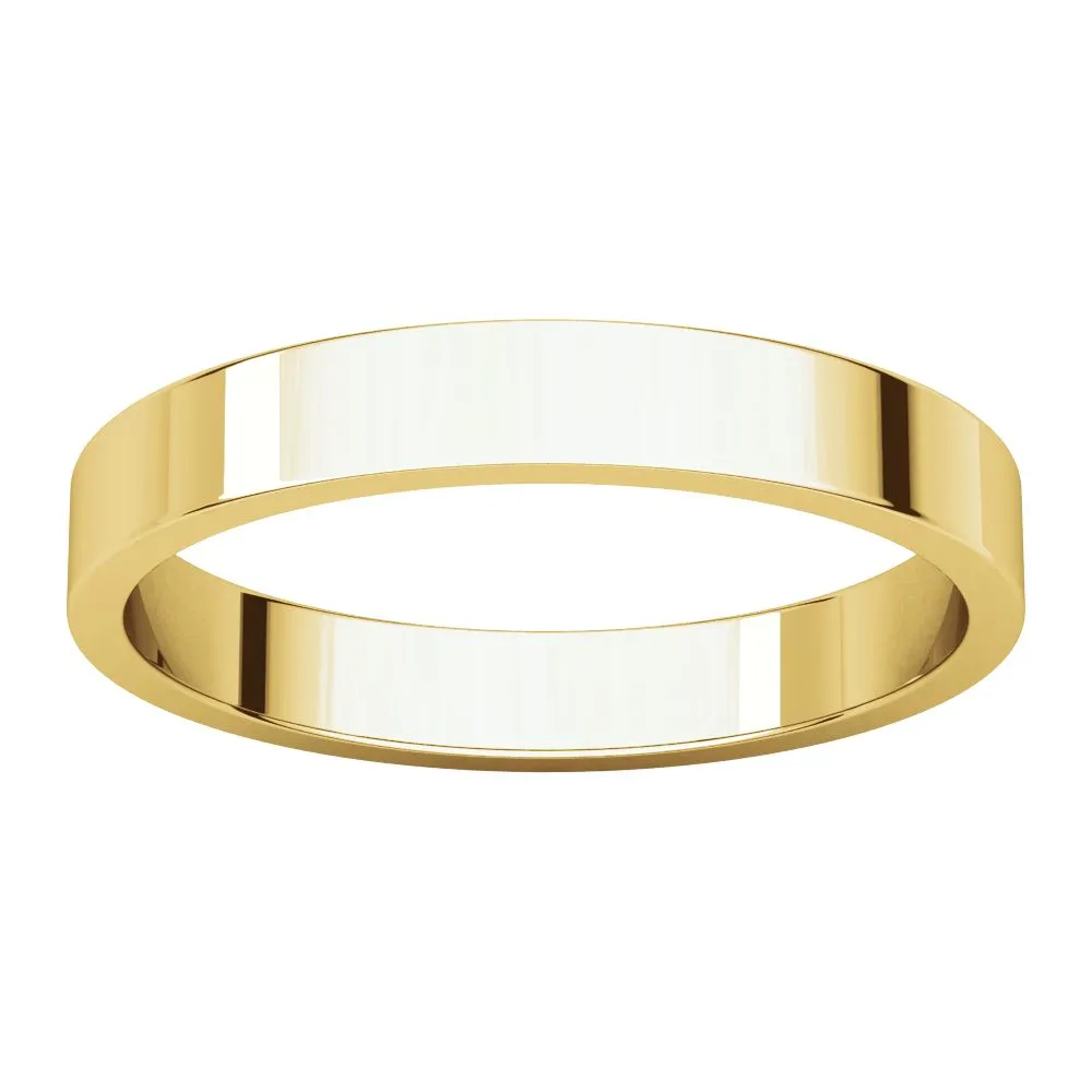 18k Yellow Gold 3mm Flat Band, Size 8