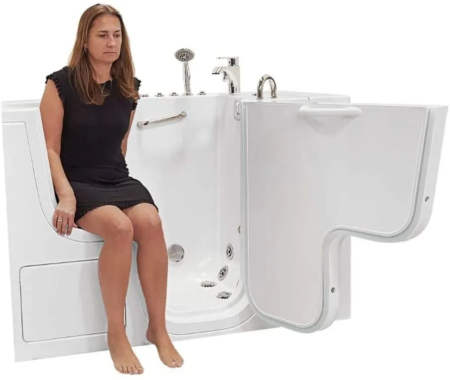 32x52 Transfer Hydro Foot Massage Acrylic Walk-In Tub, Fast Fill Faucet, 2" Dual Drain (Right Door w/ Heated Seat)