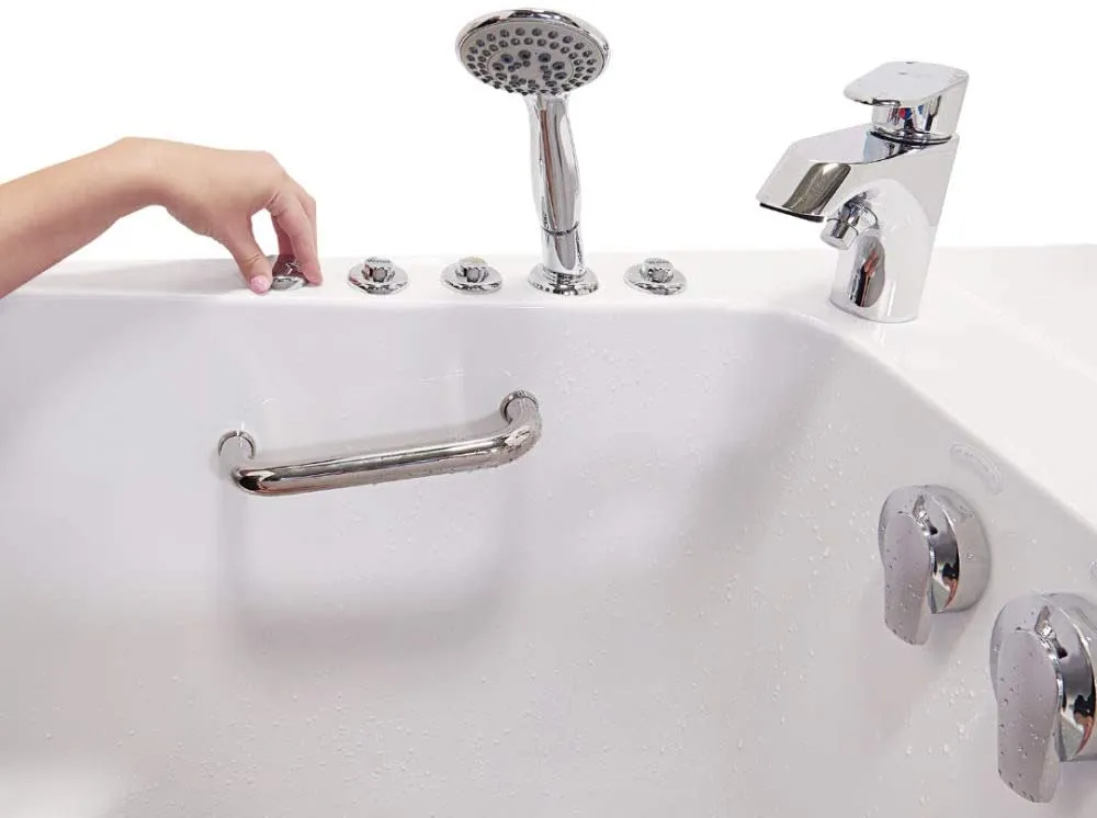 32x52 Transfer Hydro Foot Massage Acrylic Walk-In Tub, Fast Fill Faucet, 2" Dual Drain (Right Door w/ Heated Seat)