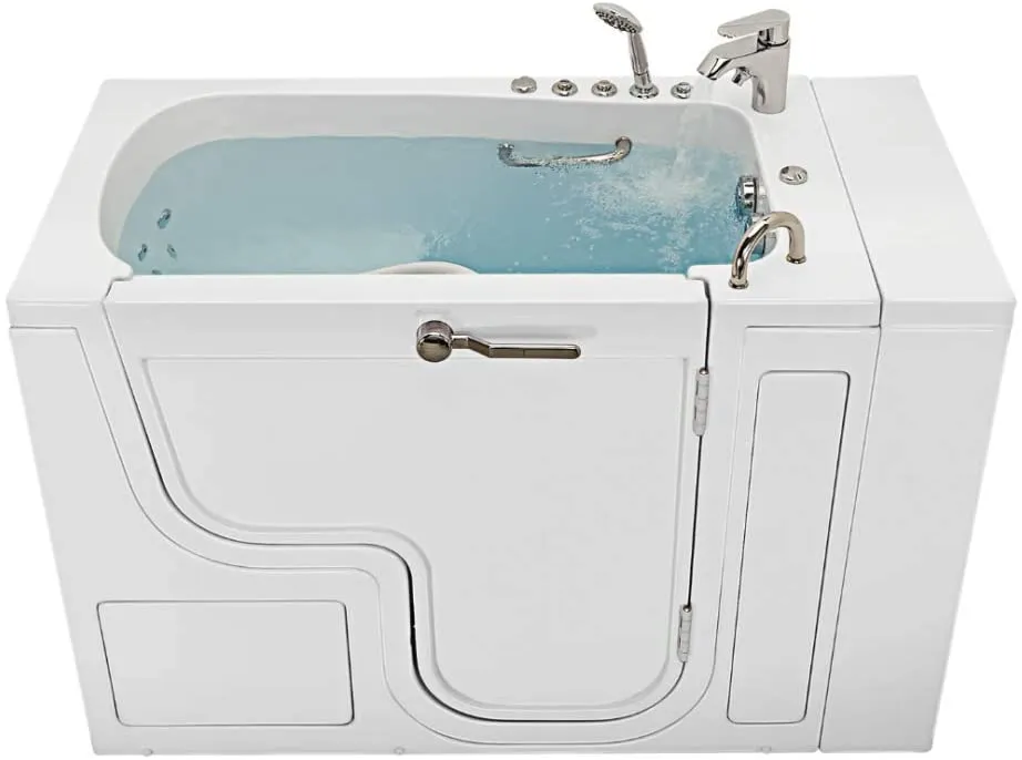 32x52 Transfer Hydro Foot Massage Acrylic Walk-In Tub, Fast Fill Faucet, 2" Dual Drain (Right Door w/ Heated Seat)