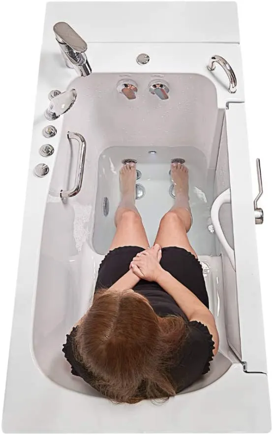 32x52 Transfer Hydro Foot Massage Acrylic Walk-In Tub, Fast Fill Faucet, 2" Dual Drain (Right Door w/ Heated Seat)
