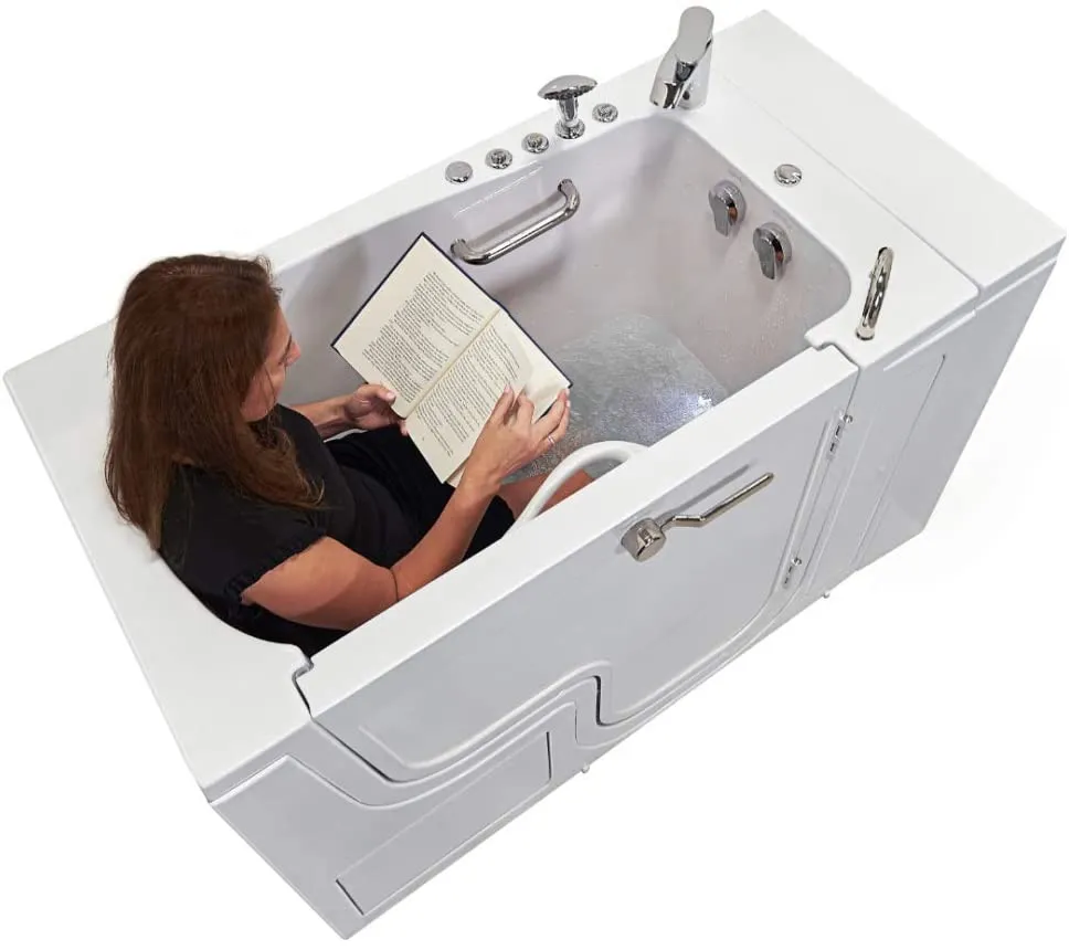 32x52 Transfer Hydro Foot Massage Acrylic Walk-In Tub, Fast Fill Faucet, 2" Dual Drain (Right Door w/ Heated Seat)