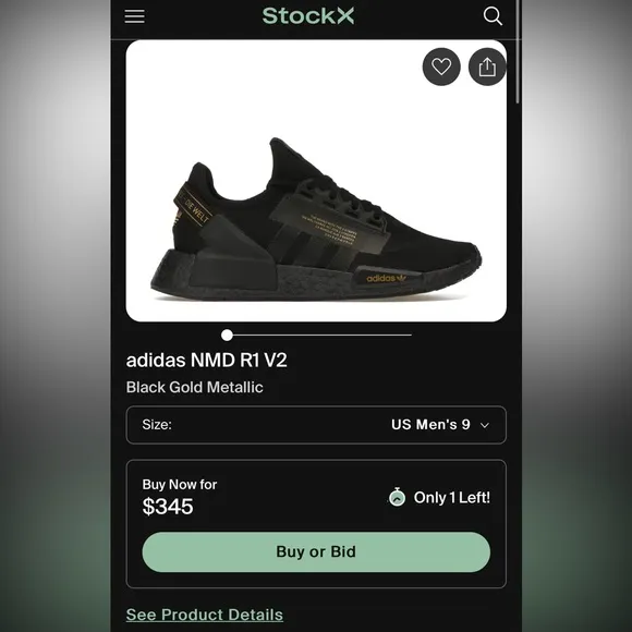Adidas Black/gold NMD’s_R1 V2