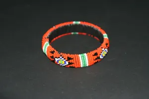 African Zulu Beaded Orange Cuff Bracelet