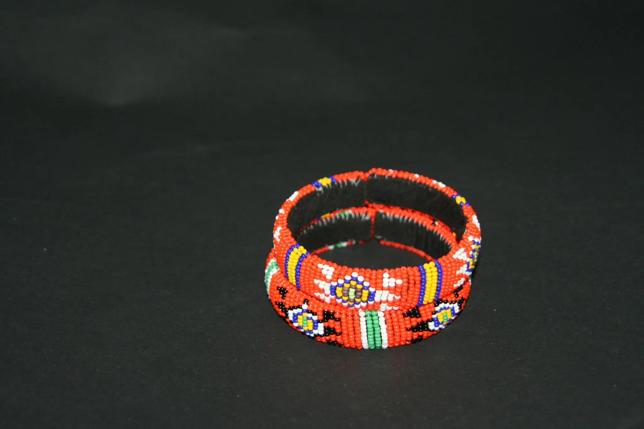 African Zulu Beaded Orange Cuff Bracelet