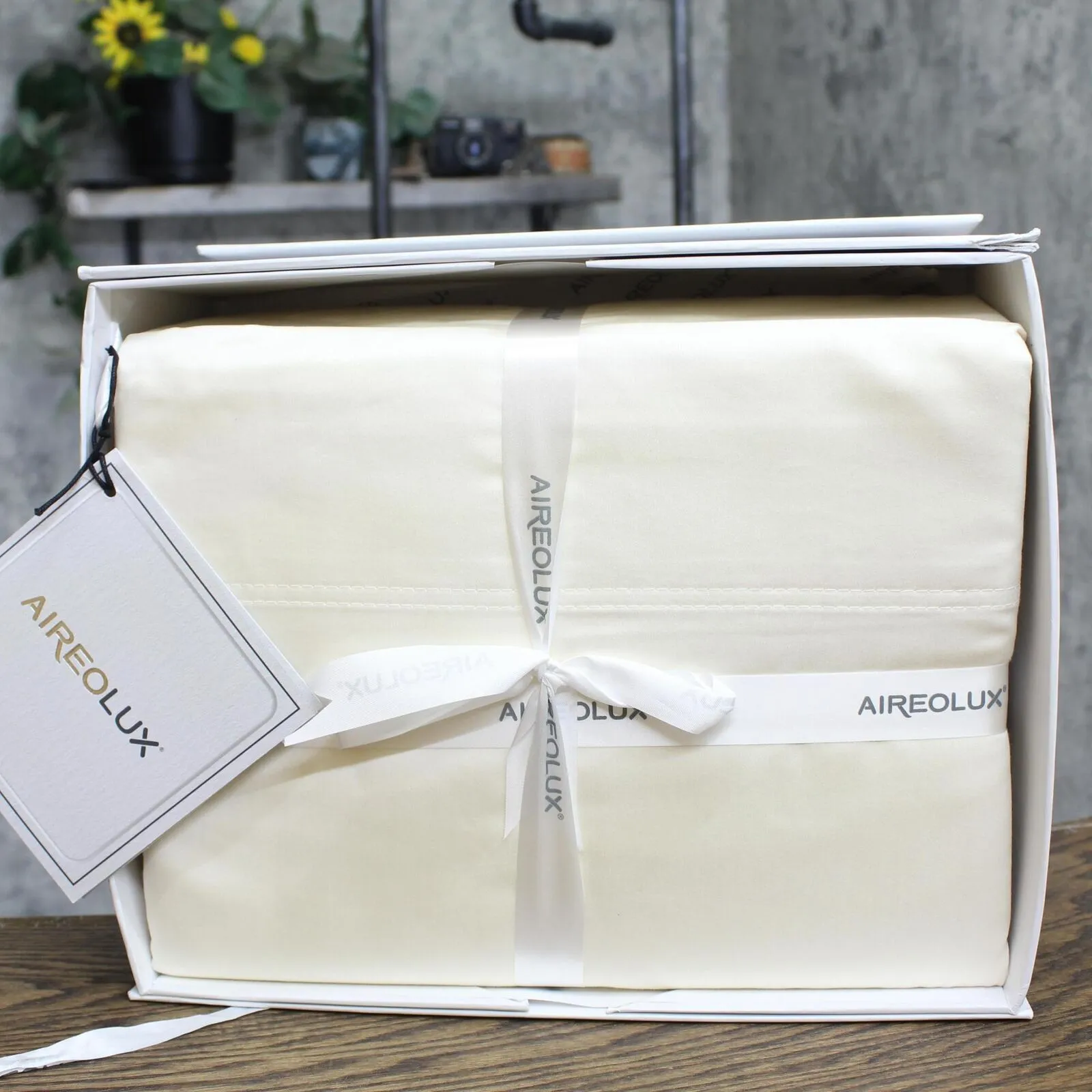 Aireolux 800 Thread 4-Piece Lightweight Supima Cotton Sheets Set Ecru King