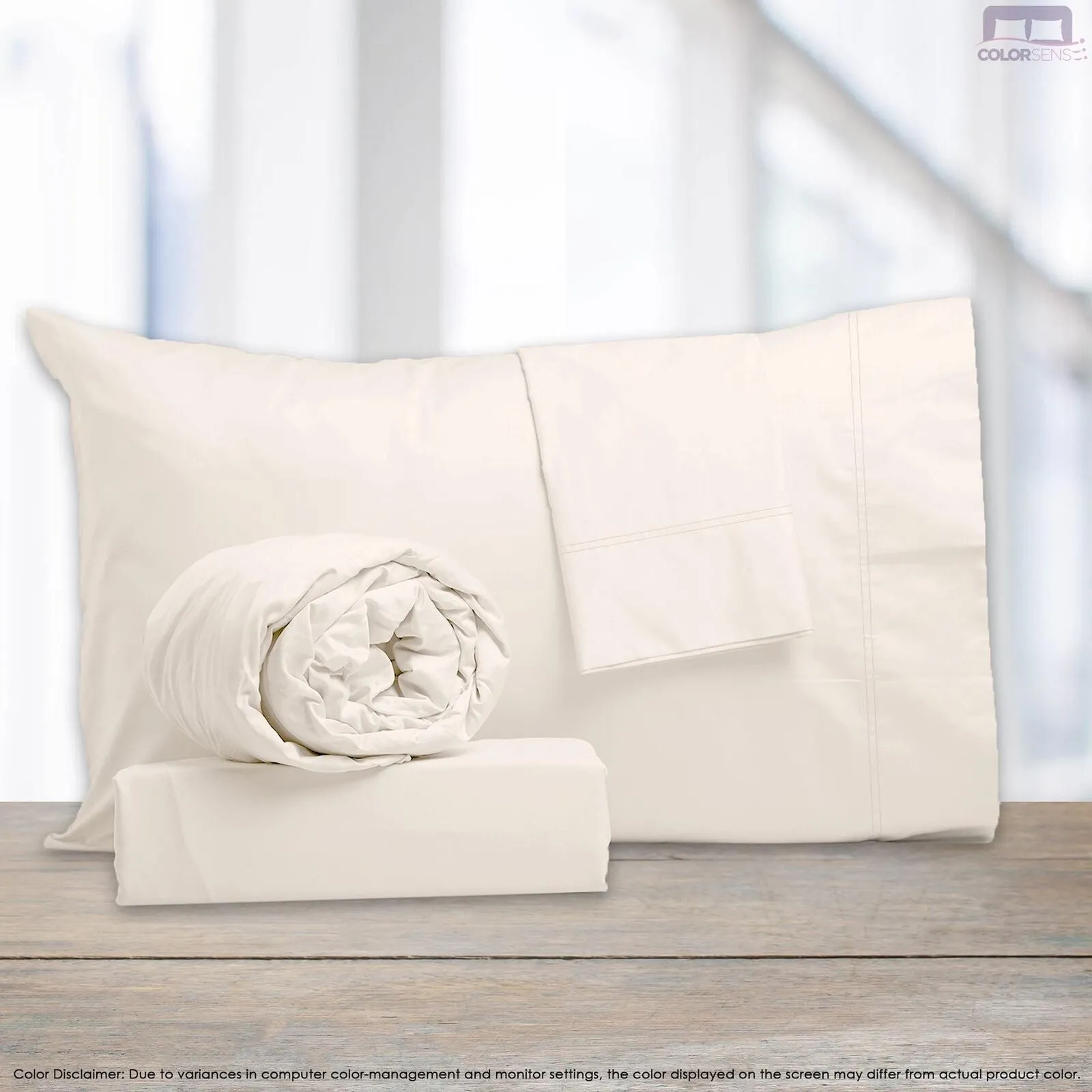 Aireolux 800 Thread 4-Piece Lightweight Supima Cotton Sheets Set Ecru King