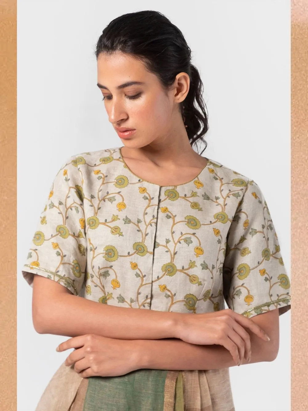 Anavila  I   basil-floral-summer-blouse