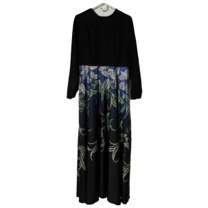 Annah Hariri Elegant Black and Blue Floral Dress, Size 12