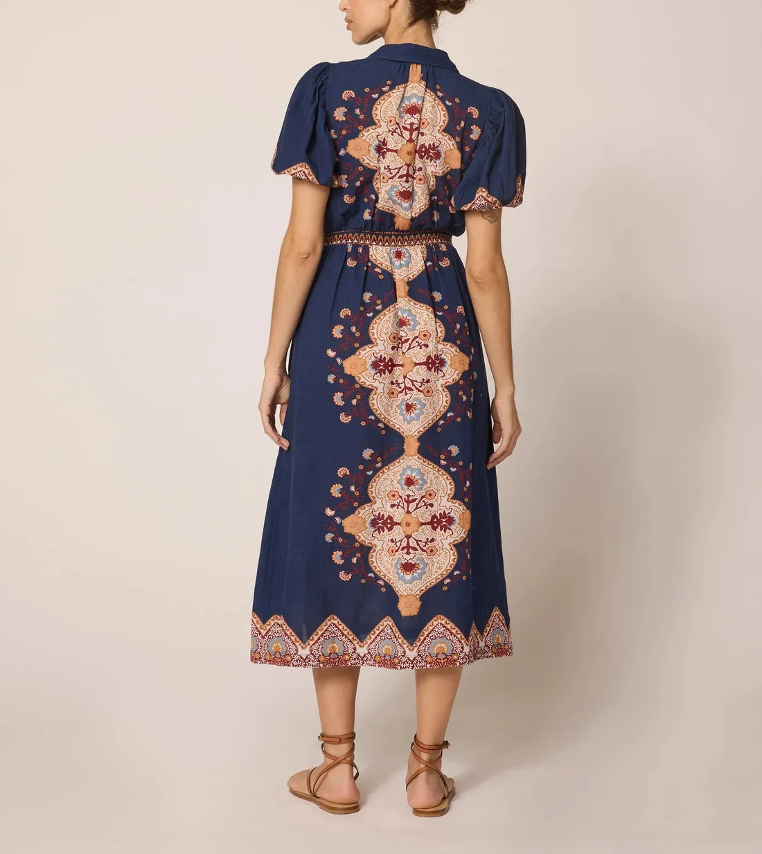 Asha Midi Dress in Navy Lagos by Cleobella