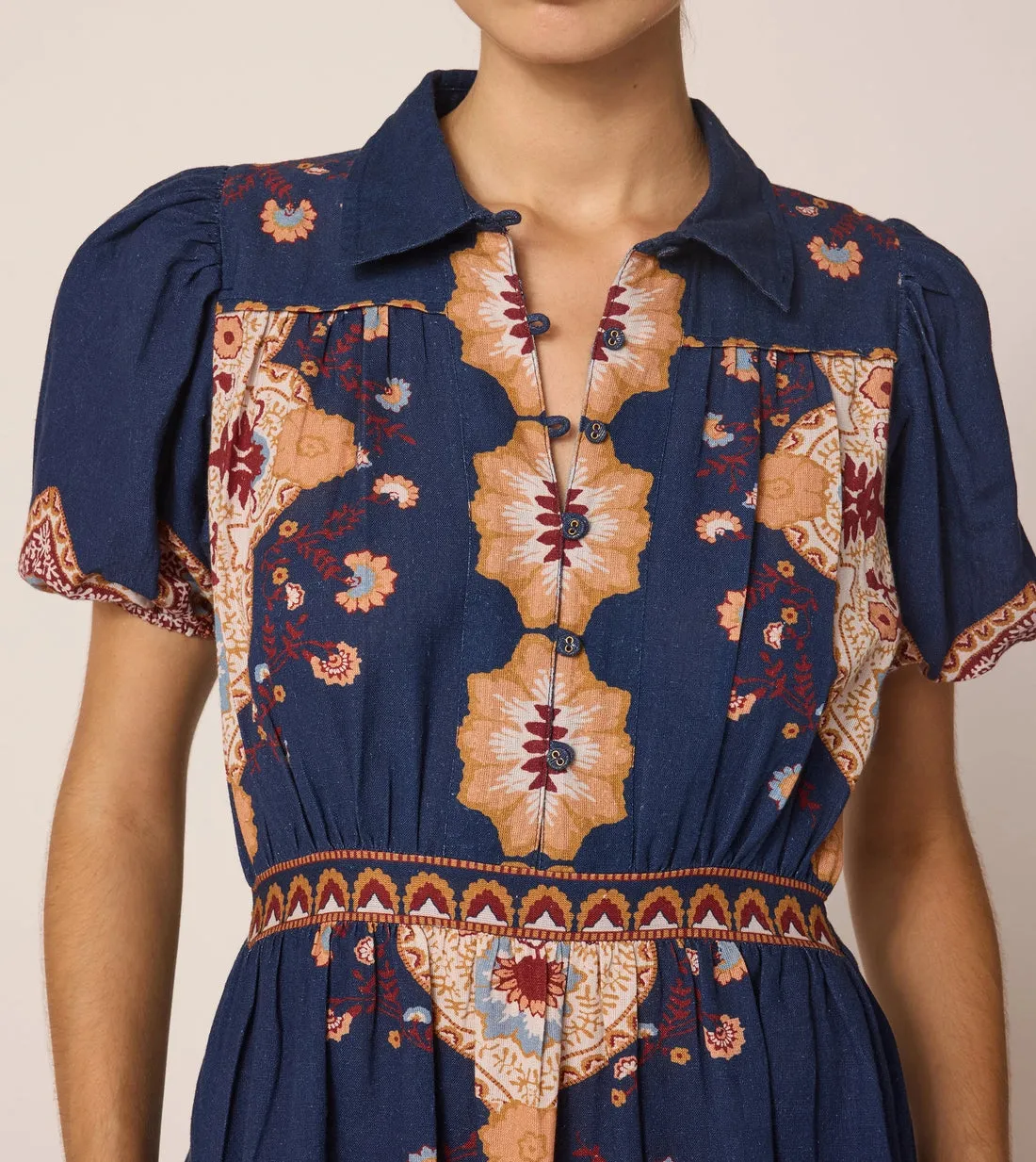Asha Midi Dress in Navy Lagos by Cleobella