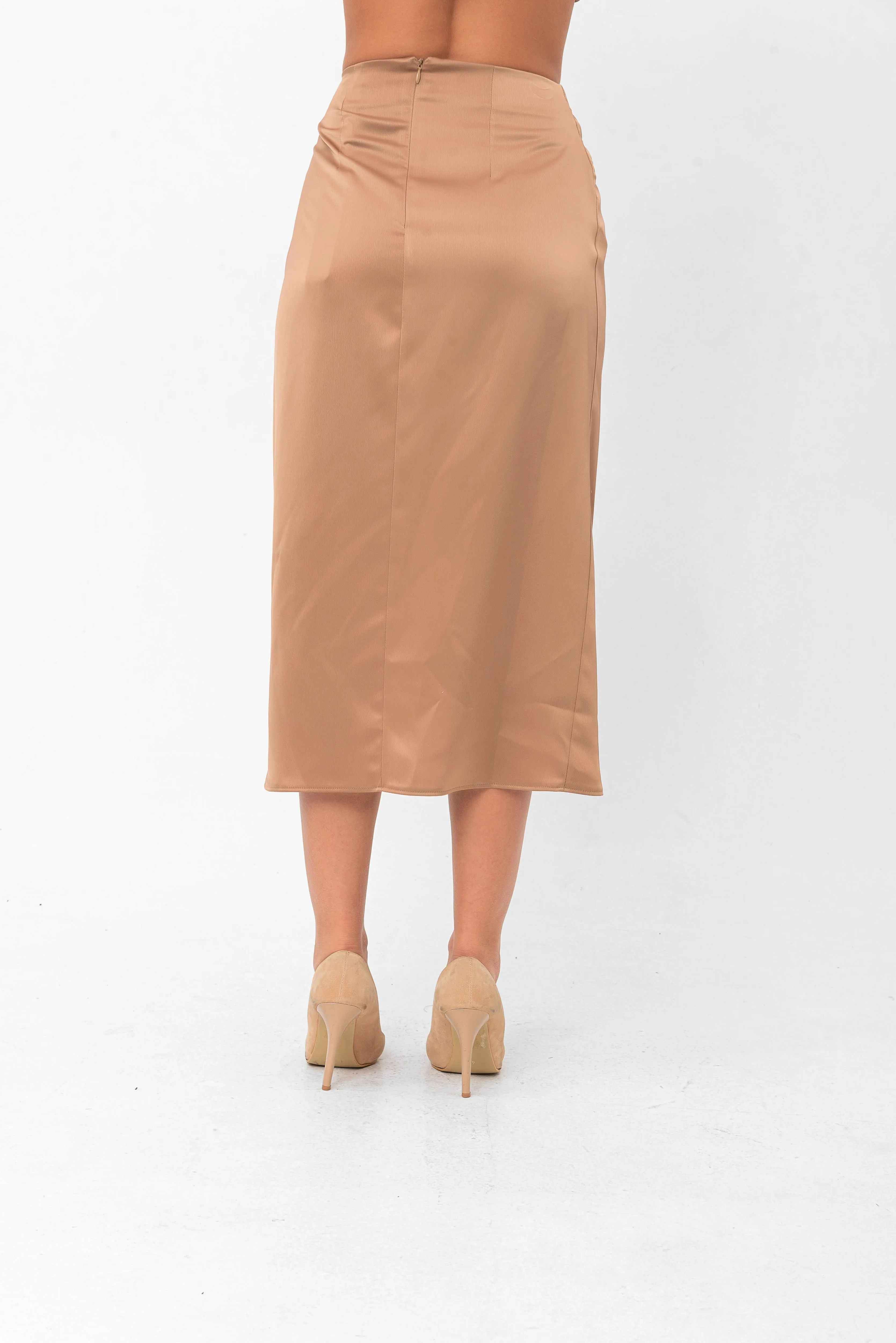 Audriana Wrap-Around Midi Skirt - Brown