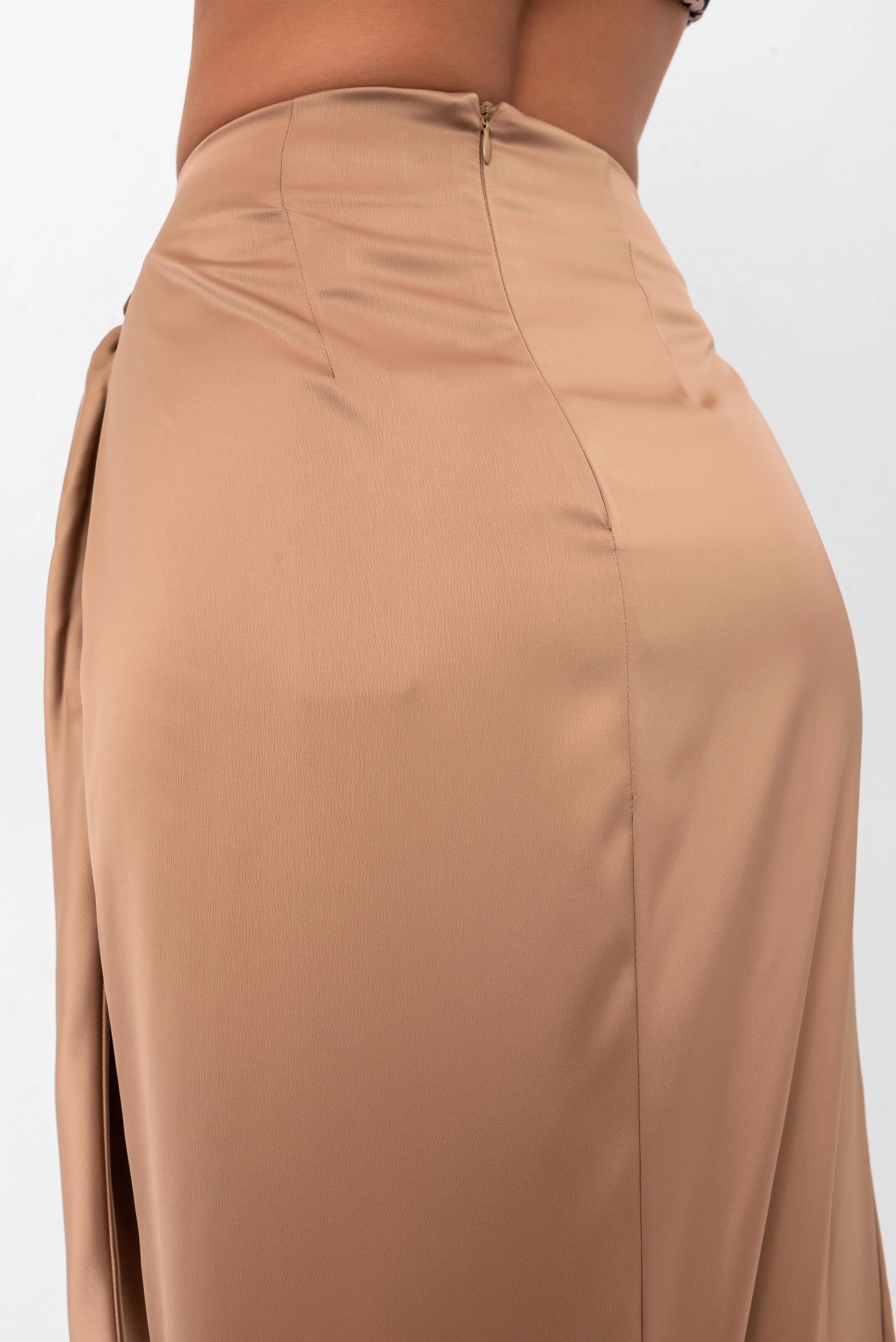 Audriana Wrap-Around Midi Skirt - Brown