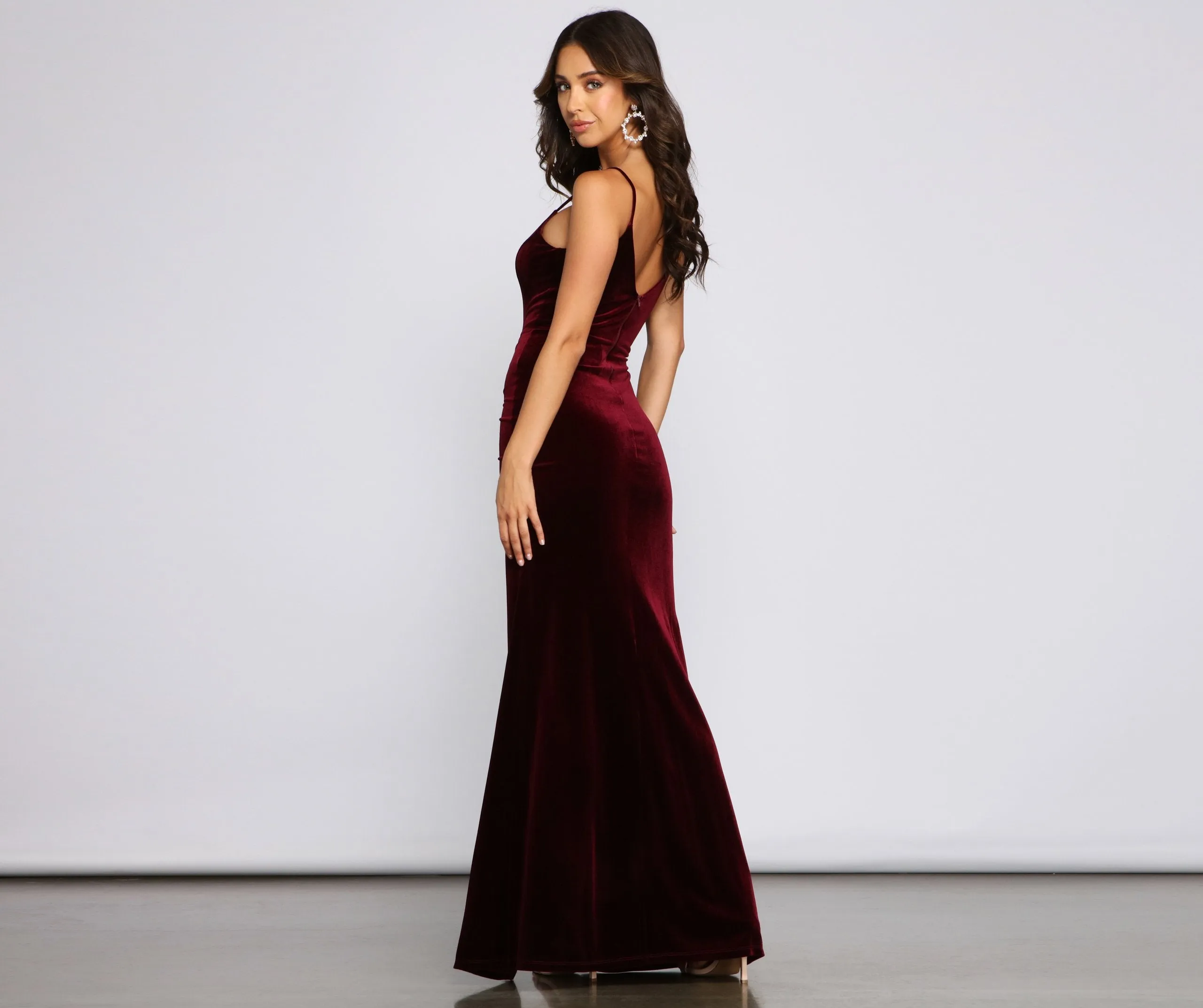 Ava Ruched Stylish Velvet Mermaid Dress