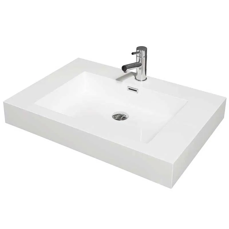 Axa 30" Single Bathroom Vanity in Gray Oak, Acrylic Resin Countertop, Integrated Sink and 24" Mirror
