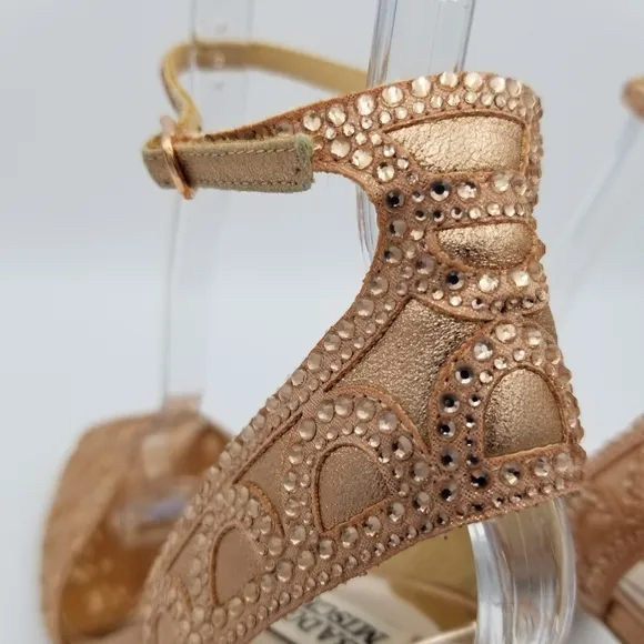 Badgley Mischka Hart Crystal Embellished Evening Shoes, Rose Gold, Women's 9.5
