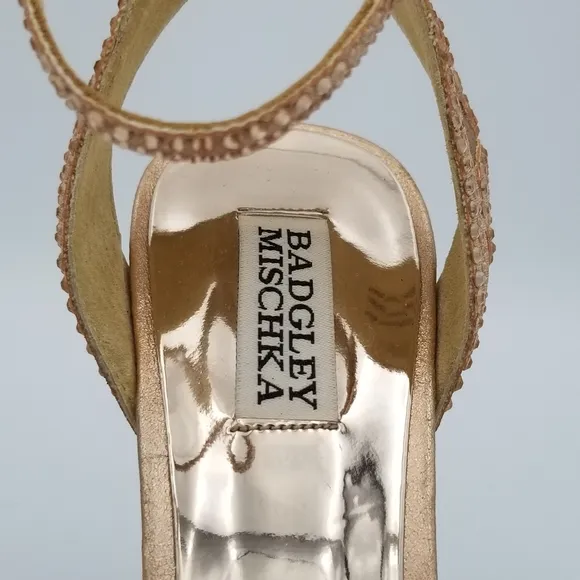 Badgley Mischka Hart Crystal Embellished Evening Shoes, Rose Gold, Women's 9.5