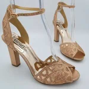 Badgley Mischka Hart Crystal Embellished Evening Shoes, Rose Gold, Women's 9.5