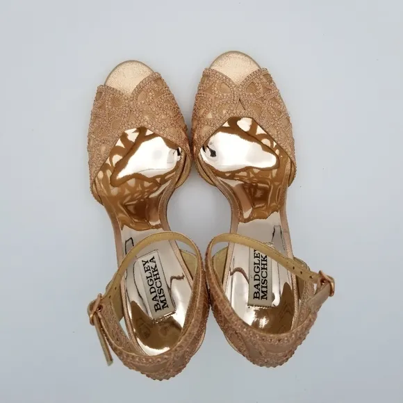 Badgley Mischka Hart Crystal Embellished Evening Shoes, Rose Gold, Women's 9.5