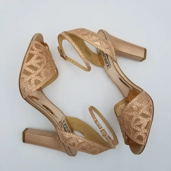Badgley Mischka Hart Crystal Embellished Evening Shoes, Rose Gold, Women's 9.5