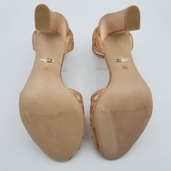 Badgley Mischka Hart Crystal Embellished Evening Shoes, Rose Gold, Women's 9.5