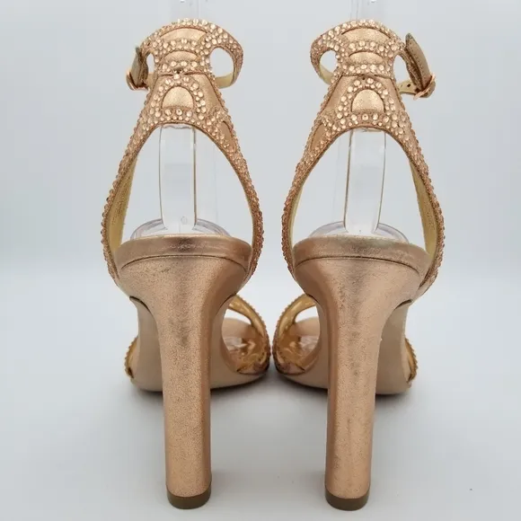 Badgley Mischka Hart Crystal Embellished Evening Shoes, Rose Gold, Women's 9.5
