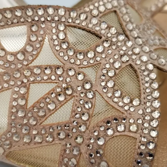 Badgley Mischka Hart Crystal Embellished Evening Shoes, Rose Gold, Women's 9.5