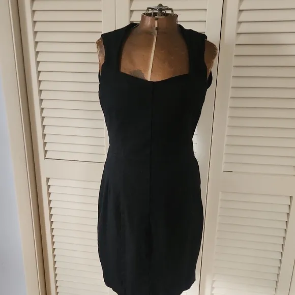 Banana Republic Black Midi Dress Square Neck