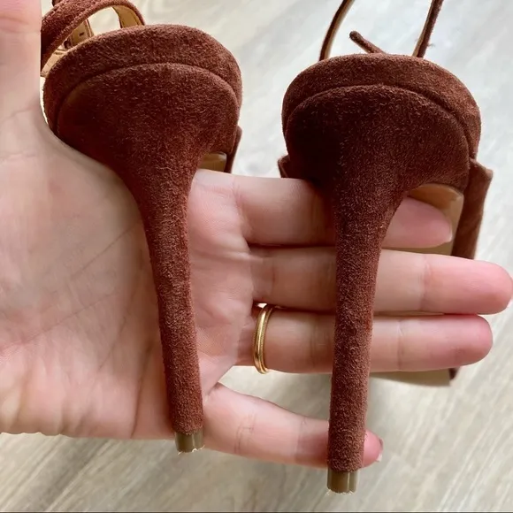 Banana Republic Jessa Brown Suede Slingback Heels | Peep Toe | Criss Cross Strap