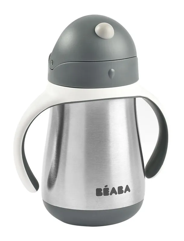 Beaba Stainless Steel Straw Cup 250ml - Mineral Grey